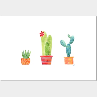 Watercolor Cactuses - Orange Posters and Art